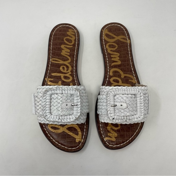 Nib Sam Edelman Gabriela Bright White Woven Nappa Leather Slide Sandal - Picture 5 of 12